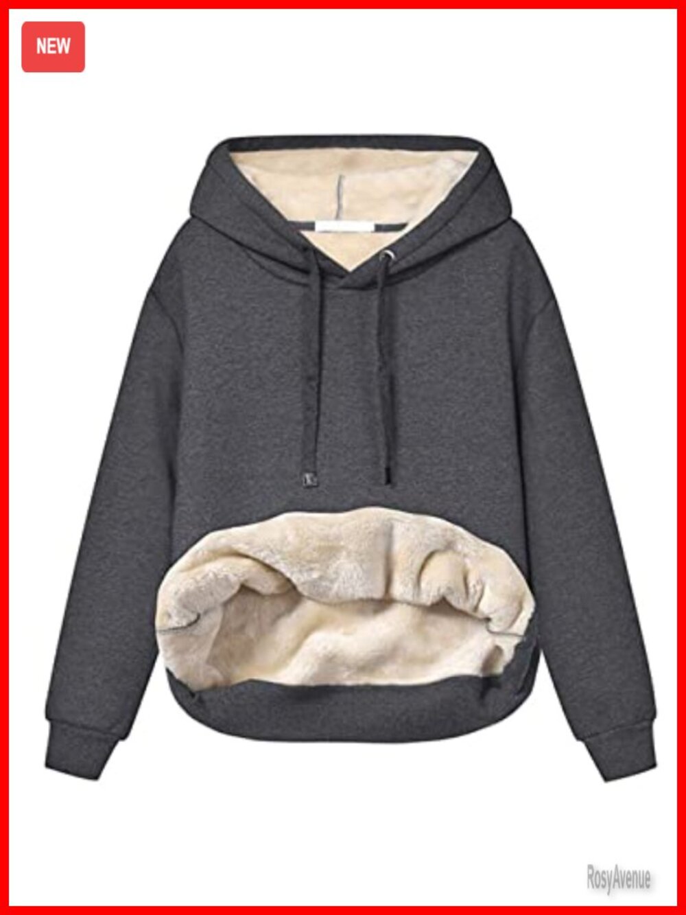 Fleece Sherpa Lined Hooded Sweatshirt Loose Fit Pullover Winter Women